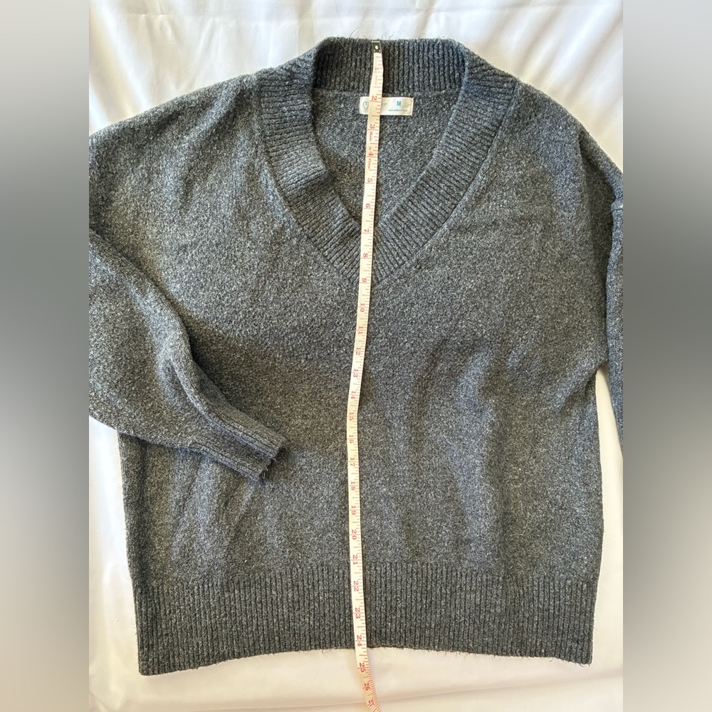 Primark Cares Women’s Sweater M Dark Grey Long Sleeve V Neck Pullover Wool Blend